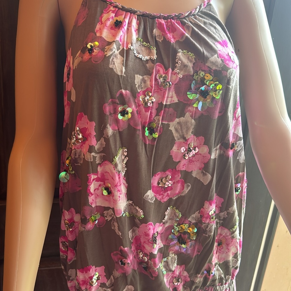 INC Sexy Back Dress International Concepts Pink Grey Sparkle cotton L